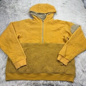 Outdoor Voices Women's M Yellow MegaFleece 1/2 Zip Hoodie Wool Blend